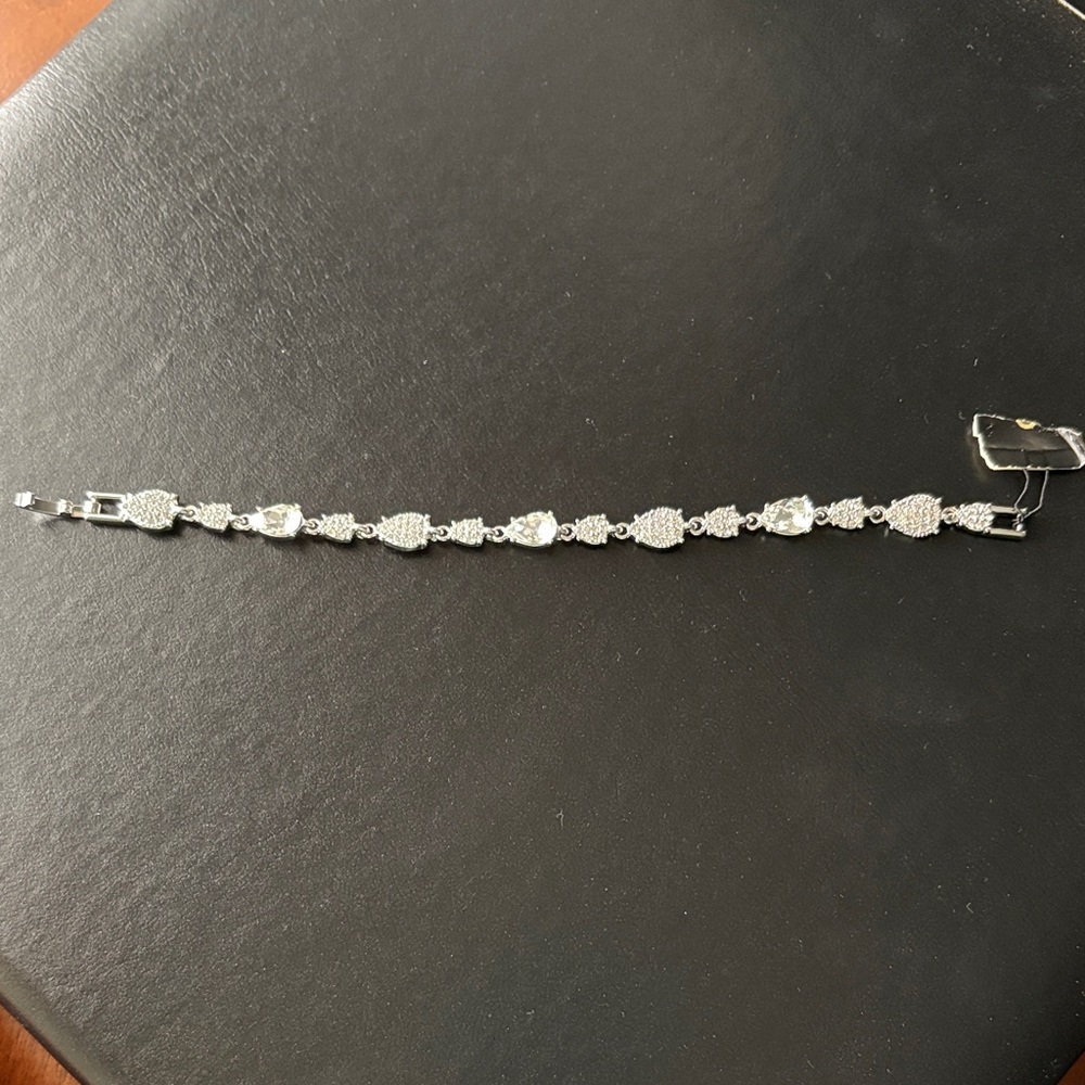 Sterling Silver Crystal Teardrop Bracelet - Silver